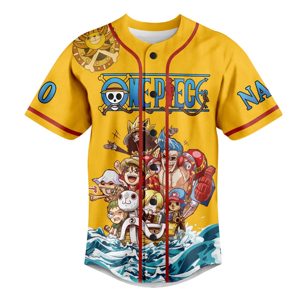 Unisex Design Straw Hat Pirates Custom Anime Baseball Jersey
