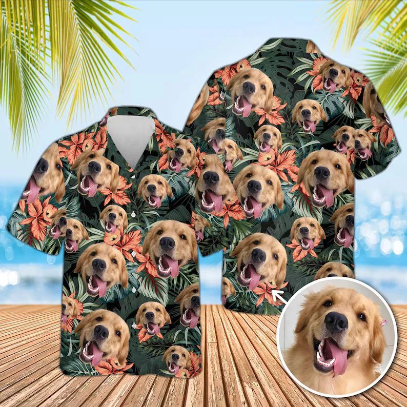 Personalized Dog Photo Hawaiian Shirt Custom Pet Lover Aloha Gift