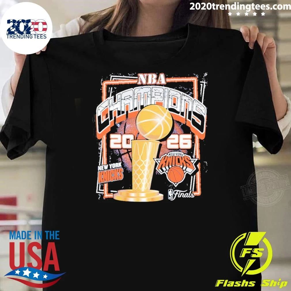 New York Knicks NBA Champions 2026 Finals Logo and Trophy Shirt
