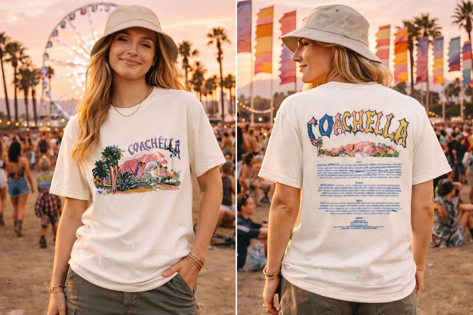 Coachella Inspired 2026 Desert Music Festival Felt Cute Graphic T-Shirt S-5XL