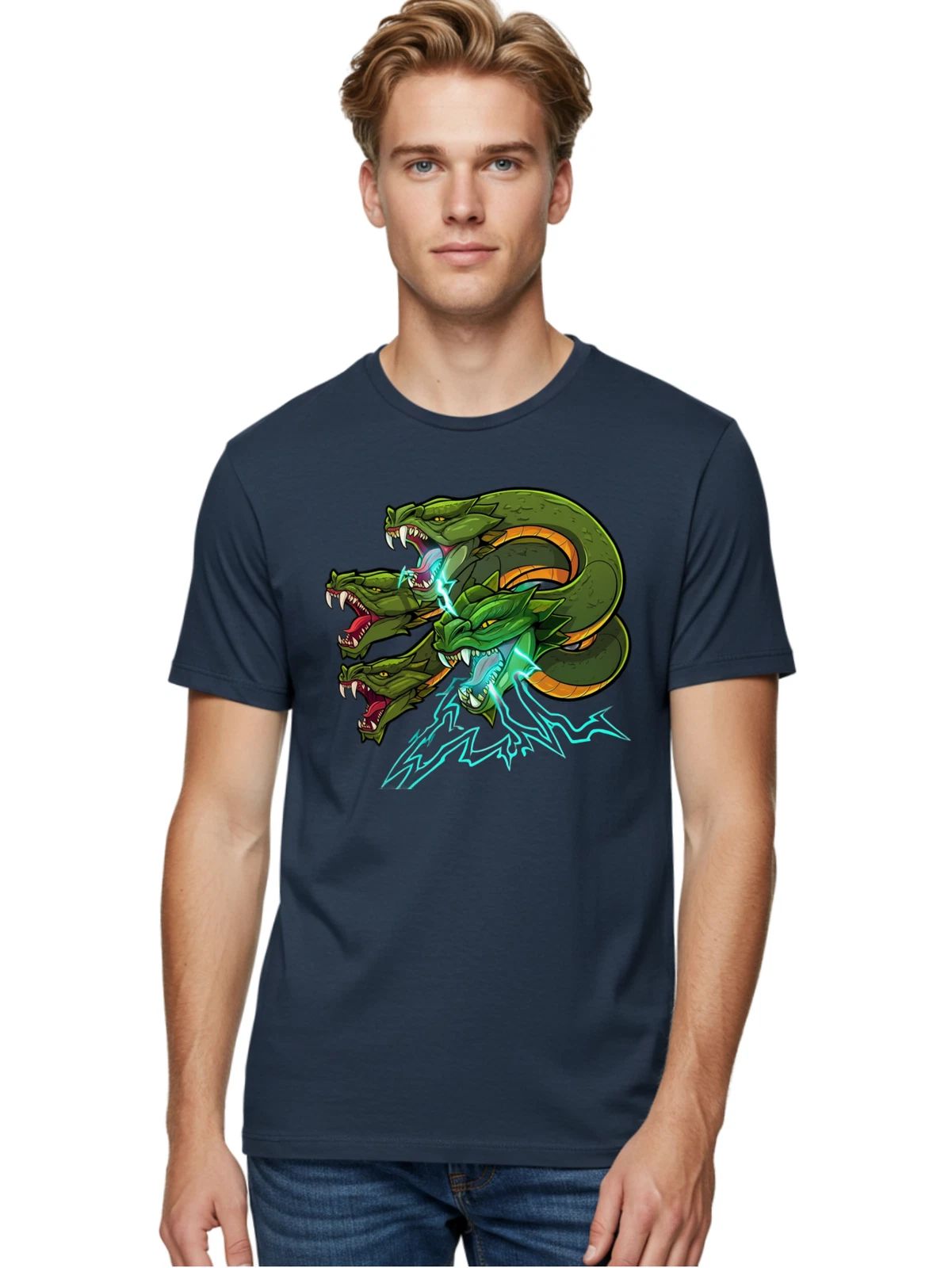 Hydra-Snake Mens Graphic Tee, 100% Cotton, Casual Summer Wear