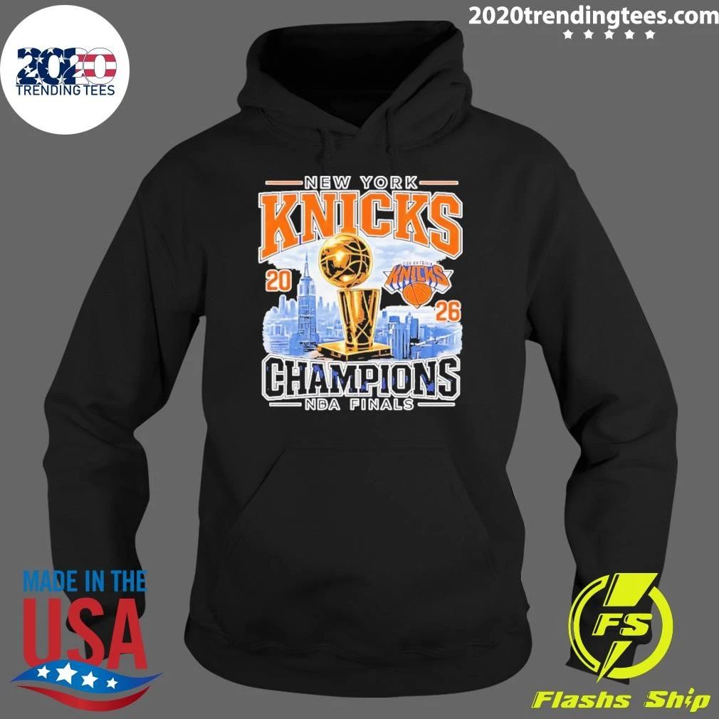New York Knicks 2026 Champions NBA Finals Basketball Trophy Skyline Logo Shirt