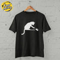 US SELLER - Cat Knocking Crown Shirt Minimal Funny Cat Lover Graphic T-Shirt