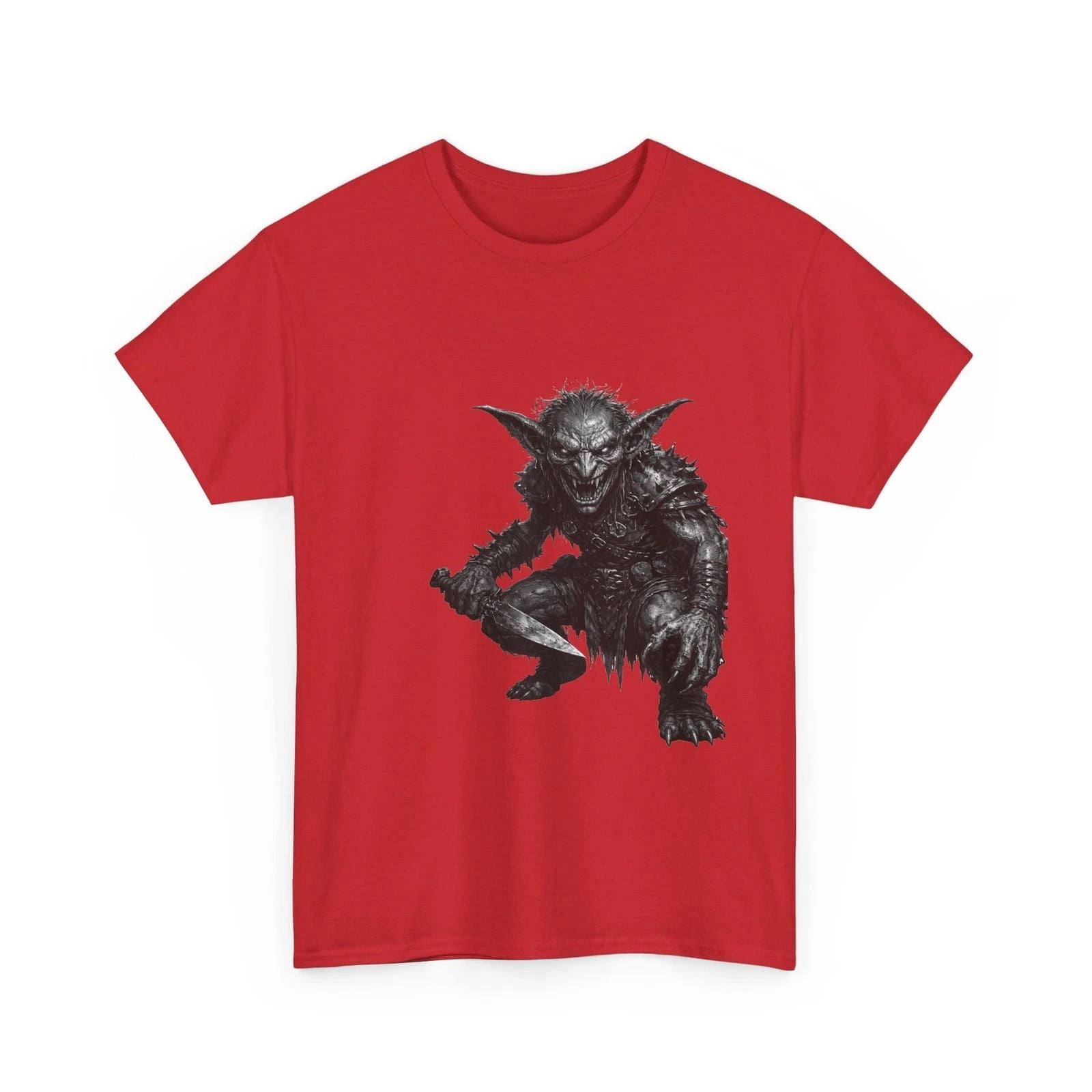 Crouching Goblin Illustration Tee | Dark Fantasy Monster Shirt