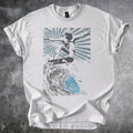 Abstract Cosmic Energy Graphic Tee Blue Black Modern Art Design