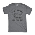 Mens Fluff Around and Find Out T Shirt Funny Pet Kitty Cat Animal Lover Knife