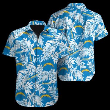 Los Angeles Chargers Tropical Leaf Hawaiian Shirt
