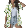 Cute Pickle Hawaiian Shirt Funny Cucumber BBQ Aloha Summer Button Up Women