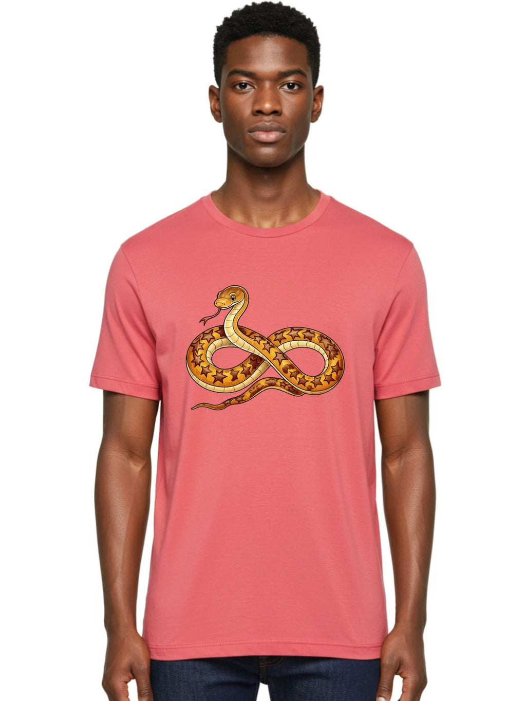 Snake-With-Stars-1 Mens Graphic Tee, 100% Cotton, Casual Summer Wear