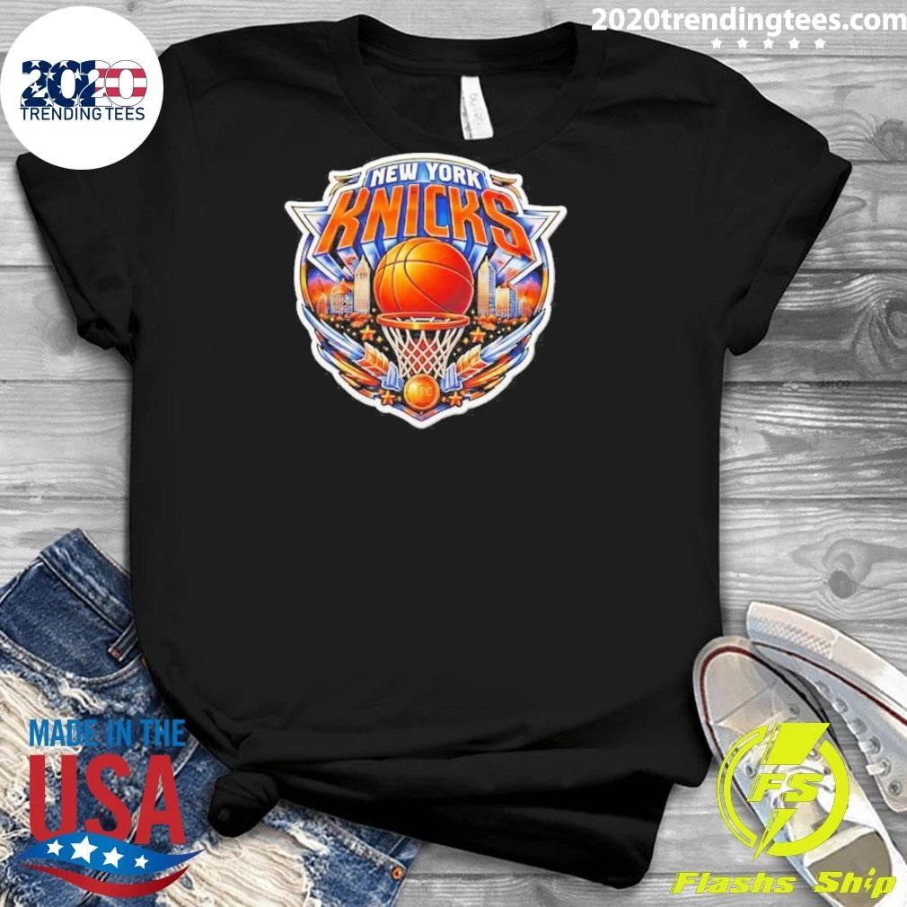 New York Knicks NBA Champions 2026 Logo Basketball Fan Skyline Shirt