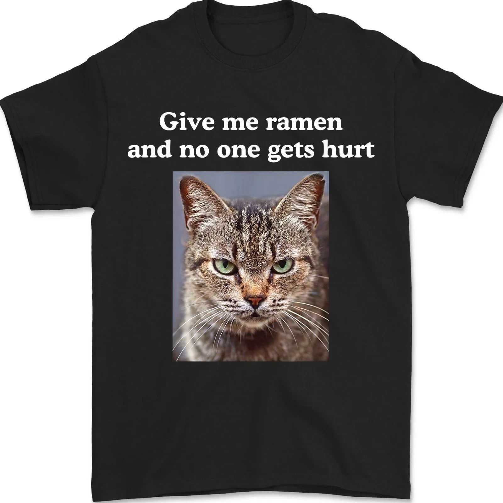 Funny Gray Tabby Cat Ramen T-shirt Sarcastic Quote Kawaii Anime Cat Lover Tee