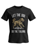 Black Dog Print Graphic T-Shirt  Casual Short Sleeve Tee for Dog Lovers, 100%,
