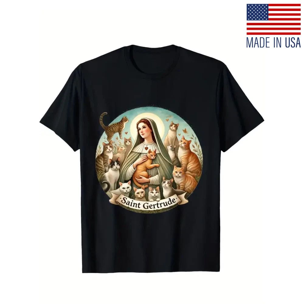 Saint Gertrude Patron of Cats Love Cats Catholic Saint Kitty T-Shirt