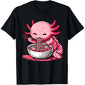 Anime Kawaii Axolotl Eating Ramen Noodles Kids Teen Girl Boy T-Shirt