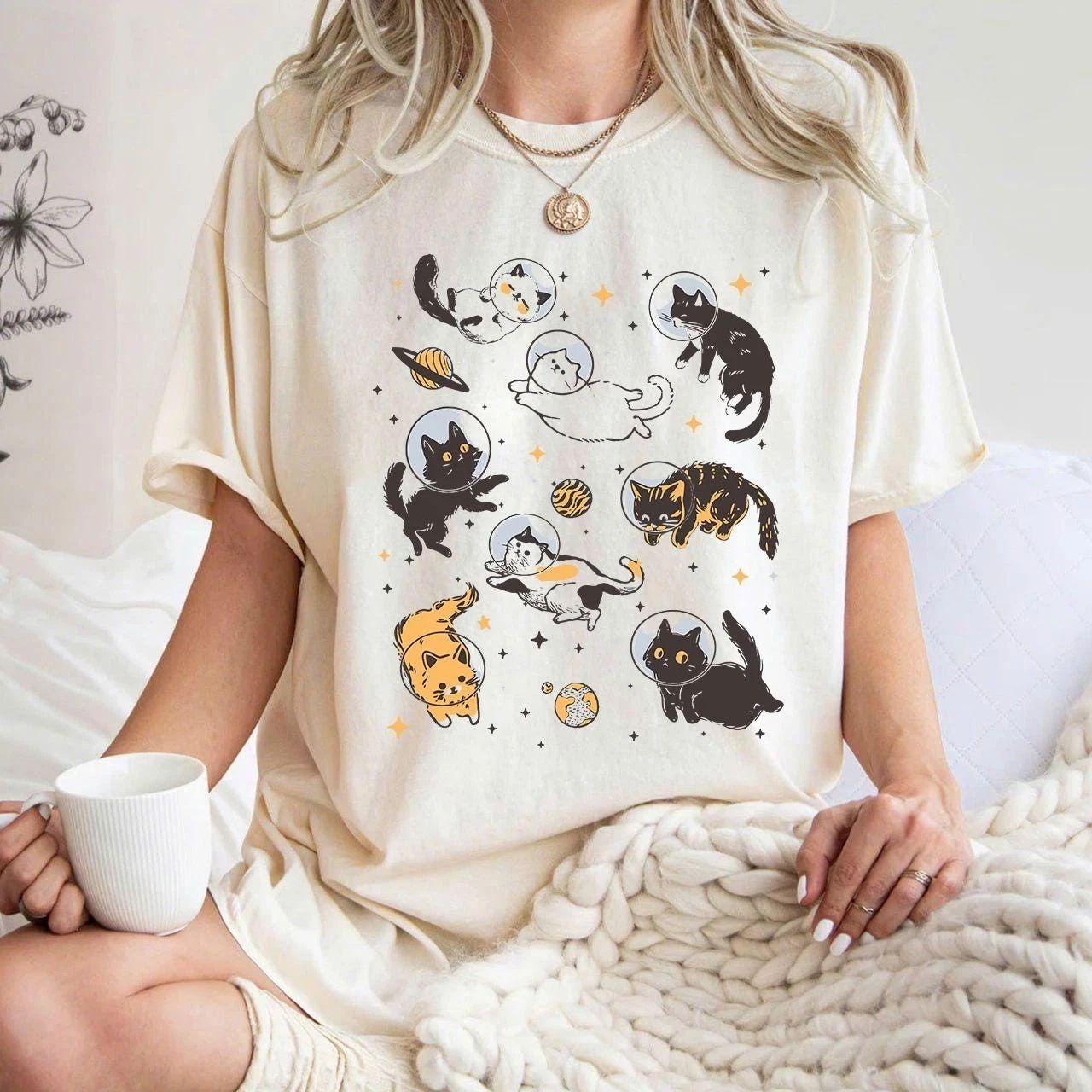 Comfort Colors Cats in Space Shirt  Funny Cat Shirt  Oversized Shirt  Aesthetic