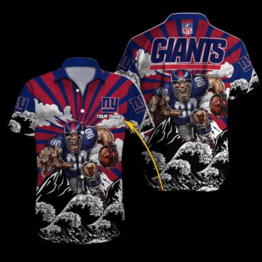 Personalized New York Giants Rising Waves Hawaiian Shirt
