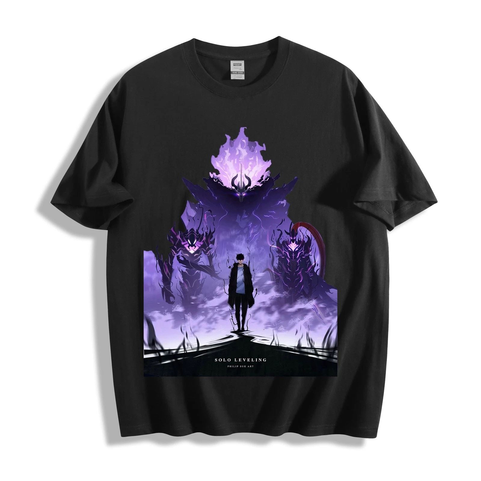 Solo Leveling Sung Jinwoo & Shadows T-Shirt -  Dark Fantasy Design Unisex Tee
