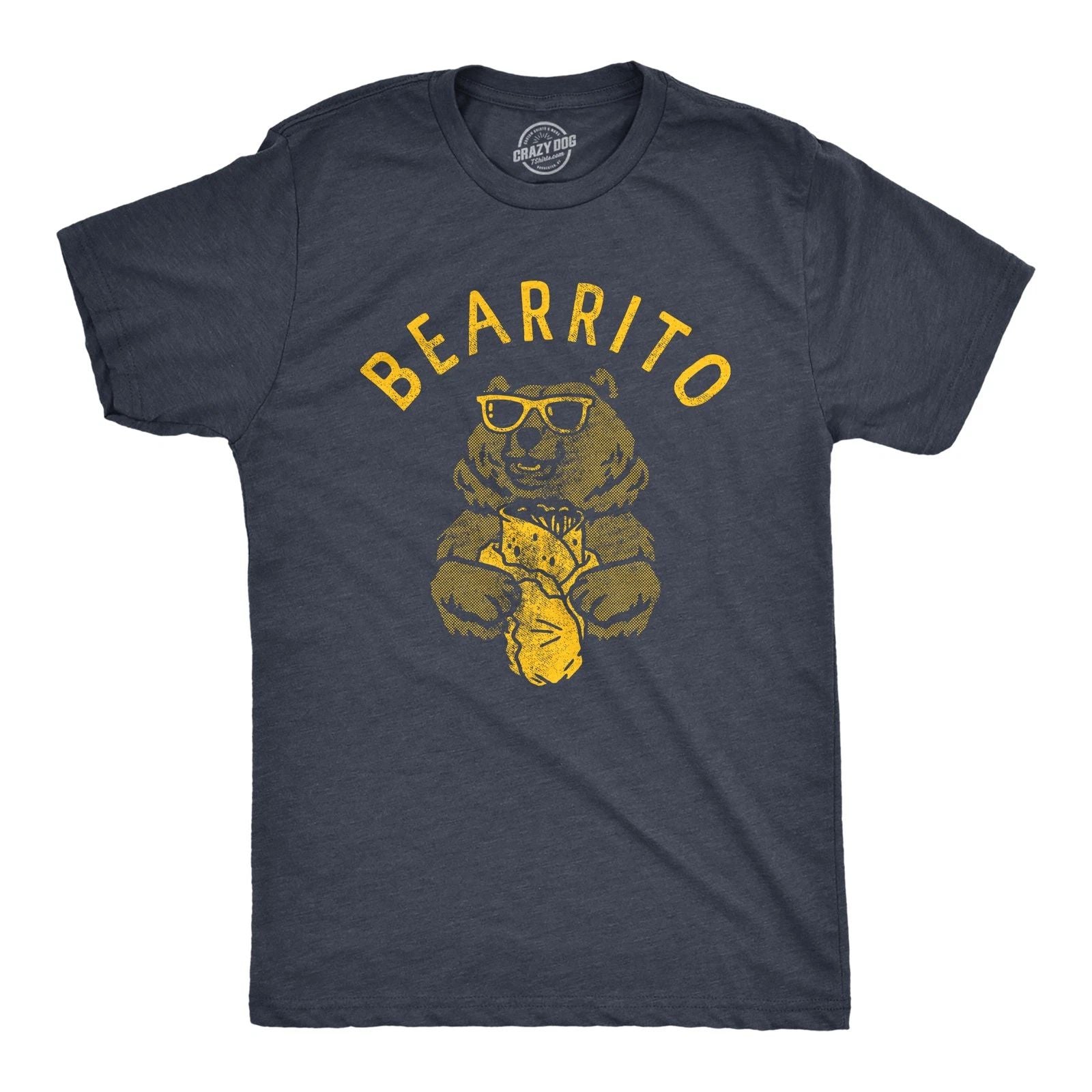 Mens Bearrito T Shirt Funny Sarcastic Bear Burrito Mexican Food Tee for Guys