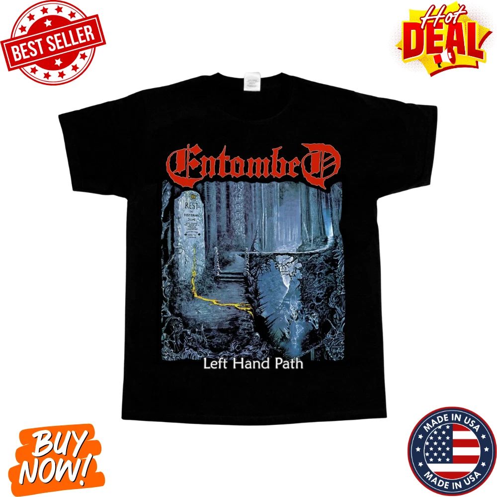 Entombed Inspired Clandestine Left Hand Path Fan Made Reprint Black T-Shirt
