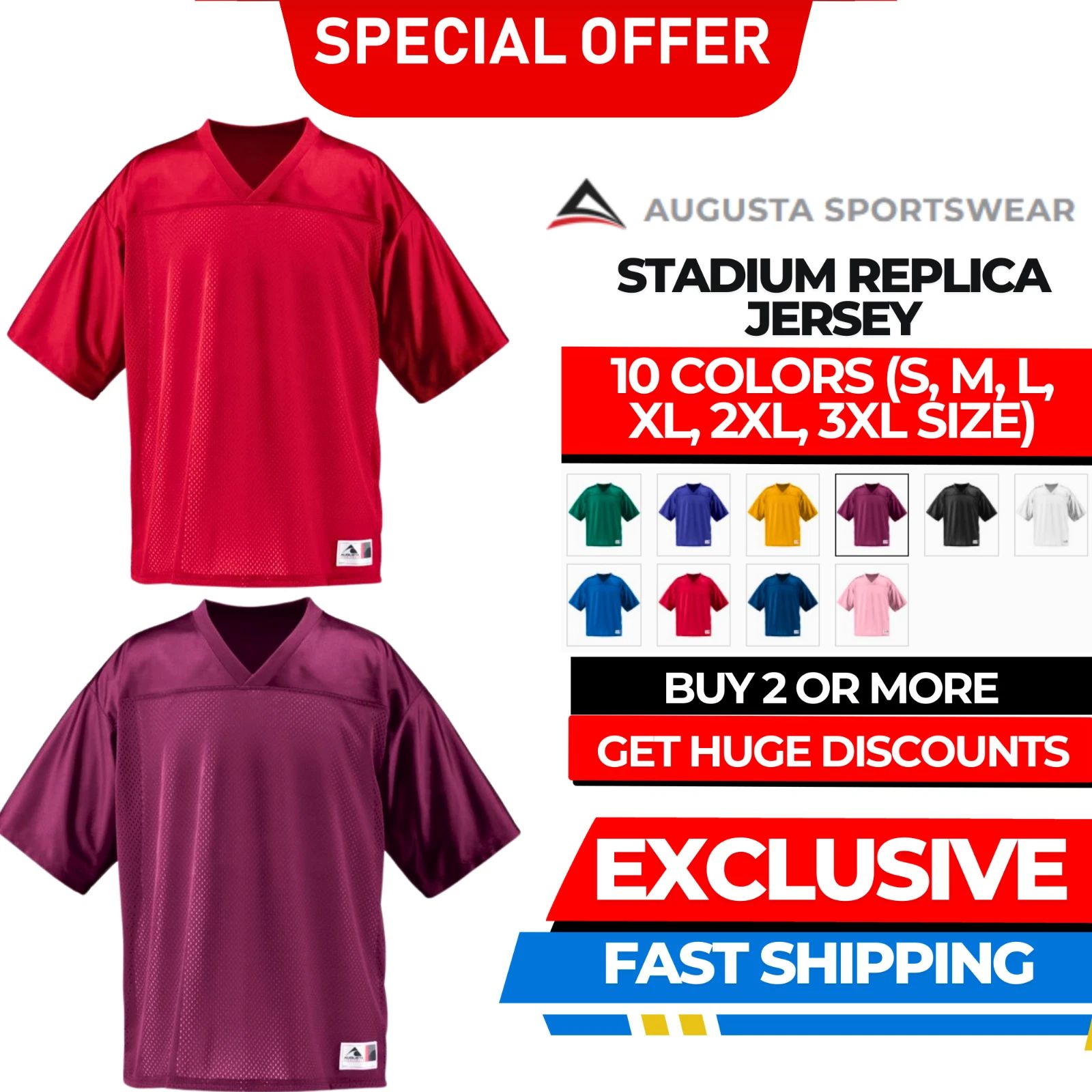 Augusta Sportswear 257 Men's 100% Polyester Stadium Replica Stylish Jersey