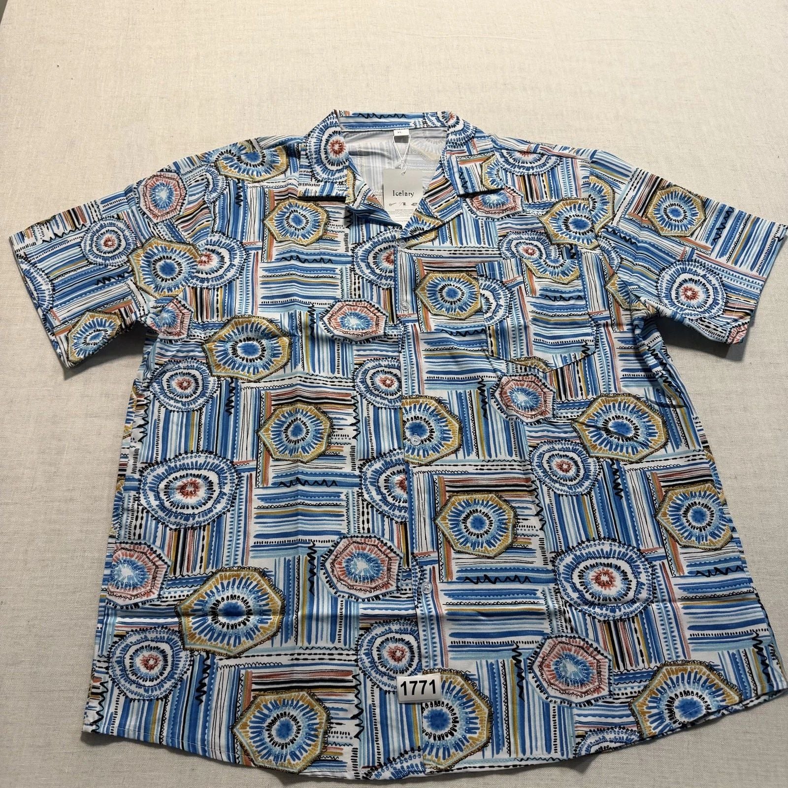 Icelary Vintage Short Sleeve Men Sz XL Multicolor Brand New