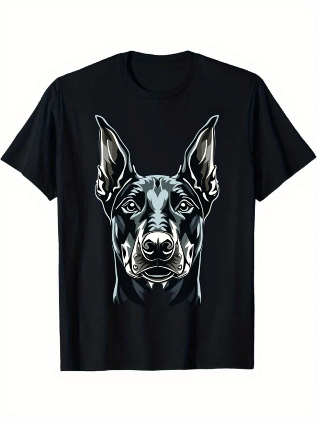 Men's & Women's Black Doberman Pinscher T-Shirt - 100% Cotton Stretch Fit Crew