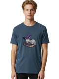 Sleeping-Cat-Wizard-1 Mens Graphic Tee, 100% Cotton, Casual Summer Wear