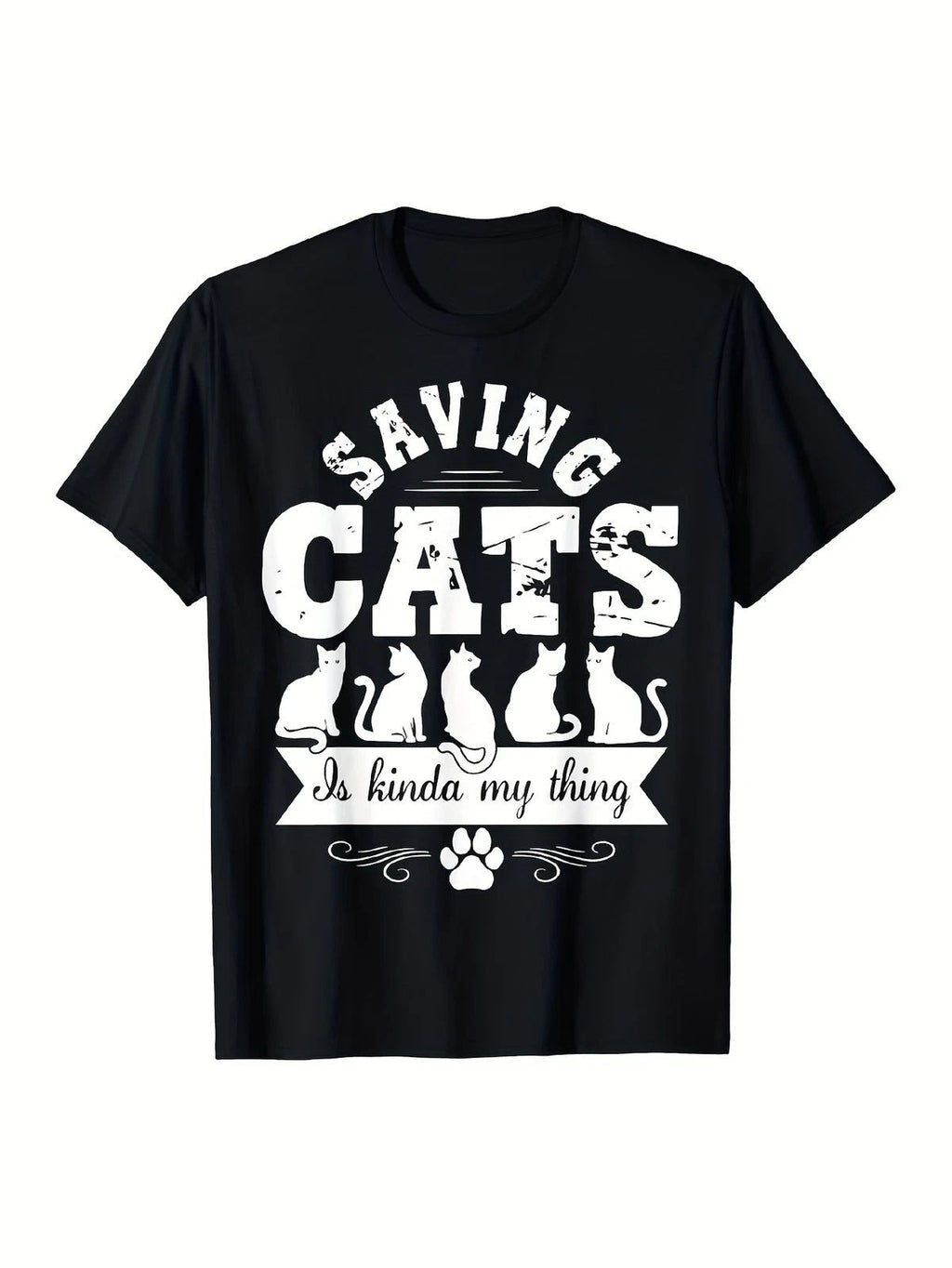 Men's Ng Cats Is Kinda My Thing Graphic Tee Funny Cat Rescue Shirt w/Bold Typogr