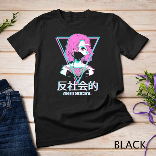 Antisocial Vaporwave Anime Girl Japanese Aesthetic T-Shirt Unisex T-shirt