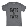 Mens Cats and Tats T shirt Funny Tatoo Graphic Cat Dad Saying Hilarious