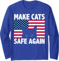 Make Cats Safe Again Funny Cat Eye Lover 2024 US Flag Long Sleeve Tshirt