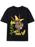 Funny Hee Haw Donkey Graphic T-Shirt Vintage Farm Animal Humor Casual Tee