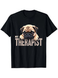 Funny Pug Dog My Therapist Graphic T-Shirt - 100% Unisex Casual Tee with Cute