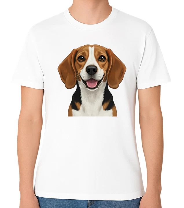 Happy Beagle Dog T-Shirt Portrait Cute Pet Lover Gift Unisex Tee