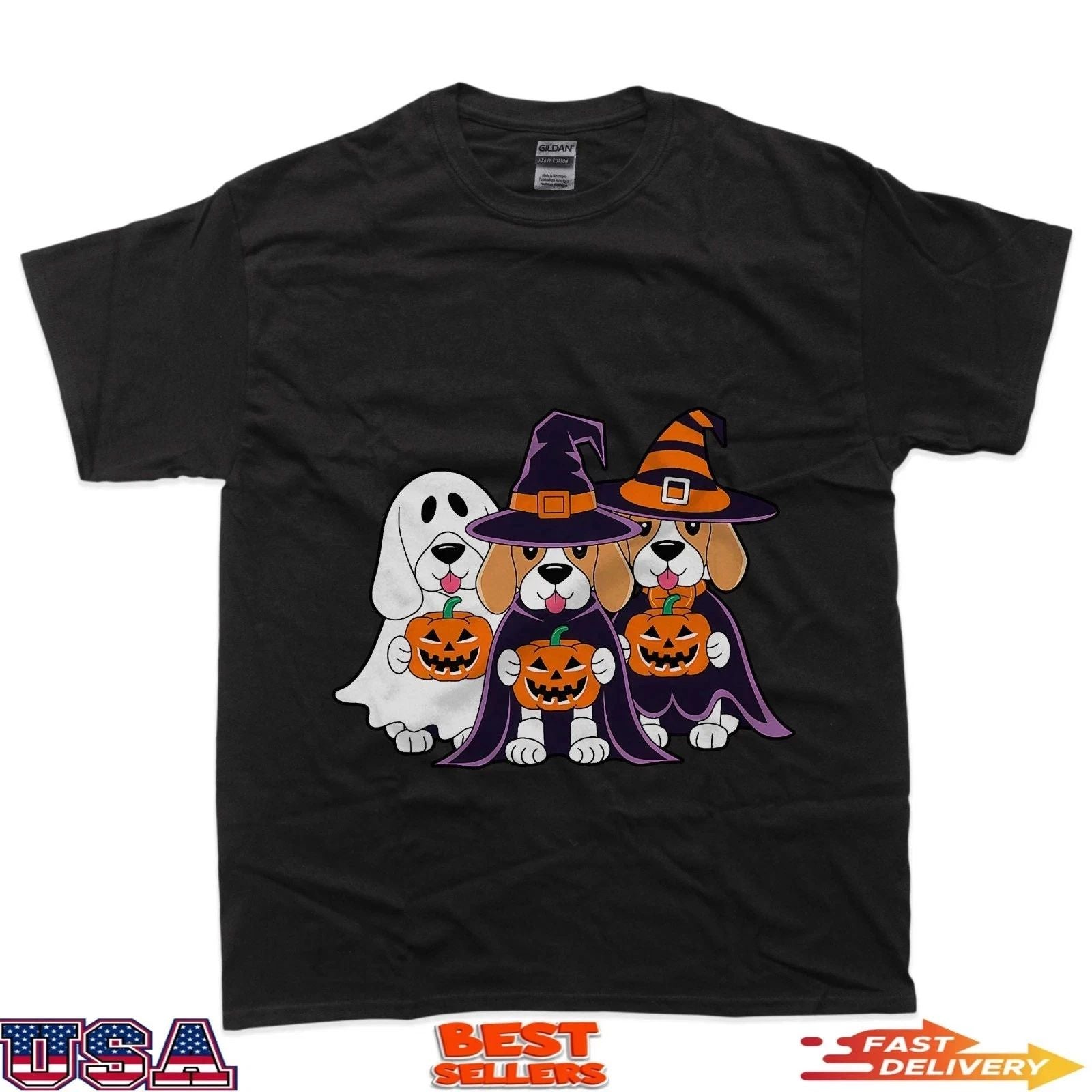 Beagle Ghost Pumpkin Halloween Design for Dog Lovers T-Shirt S-4XL