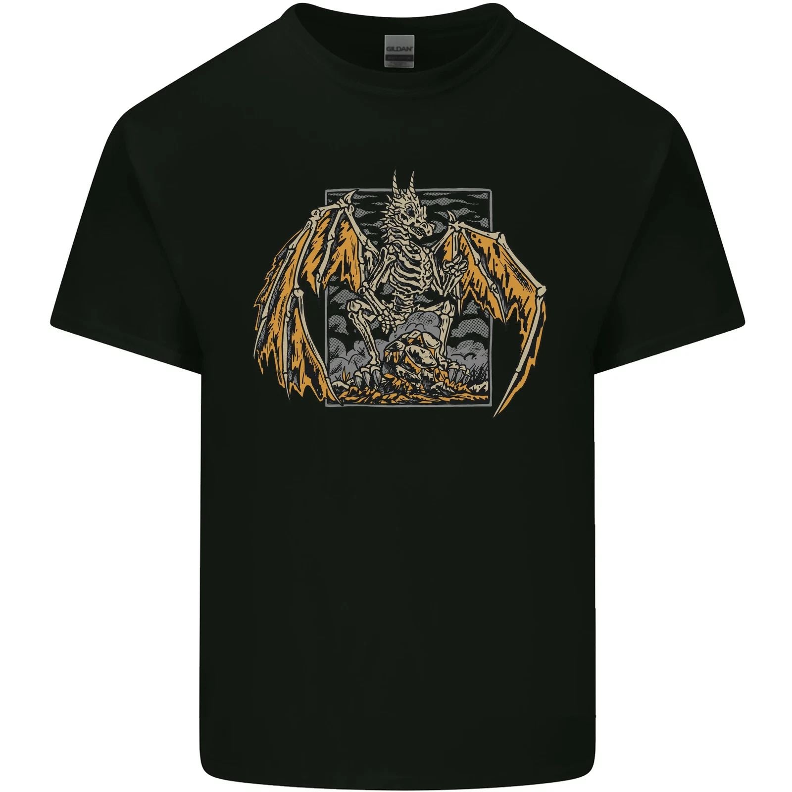 Devil Dragon Skeleton Fantasy Skull Demon Mens Cotton T-Shirt Tee Top