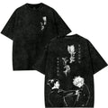 Anime Besties Graphic T-Shirt 2-Sided Washed Cotton Manga Fan Tee