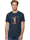 Cyborg-Cat Mens Graphic Tee, 100% Cotton, Casual Summer Wear
