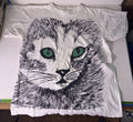 Galaxy White Cat All Over T- Shirt Cat Lover Medium Vintage