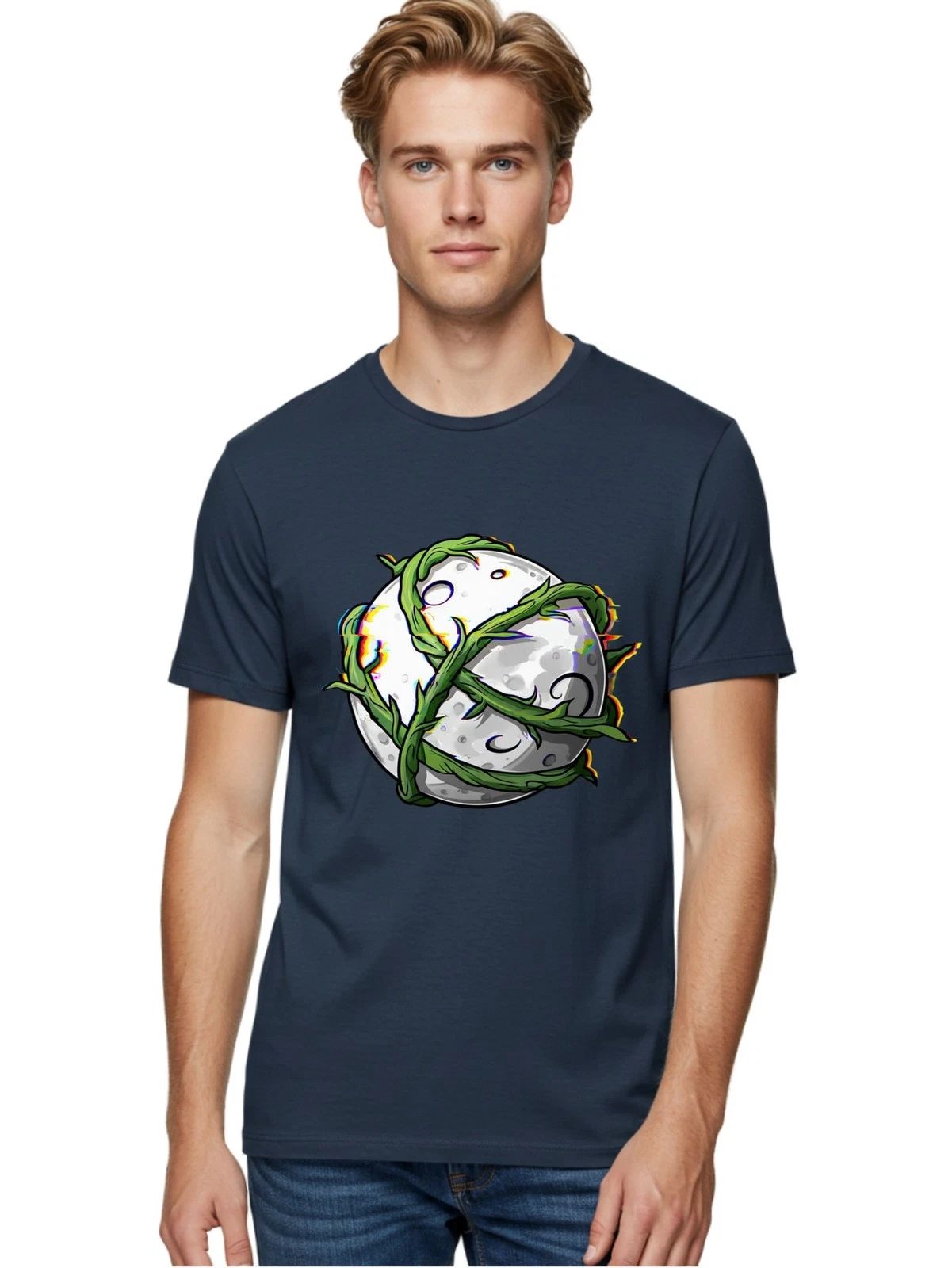 Thorn-Wrapped-Moon Mens Graphic Tee,100% Cotton,Casual Summer Wear
