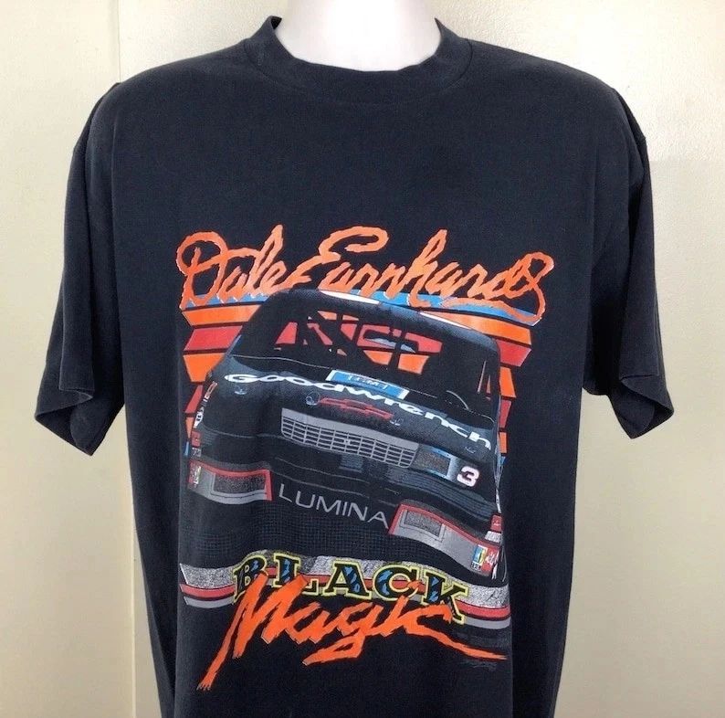 Vtg Nascar 1990 Dale Earnhardt Black Magic Unisex T-Shirt Reprint S-5XL