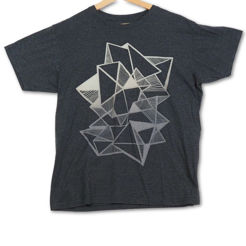 Design By Humans Mens Geometric Abstract Graphic T-Shirt Charcoal Heather Gray M