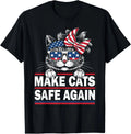 Make Cats Safe Again Funny Cat Lover USA Flag T-Shirt