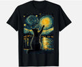 Black Cat Starry Night Gift for Cat Lover Unisex T-Shirt