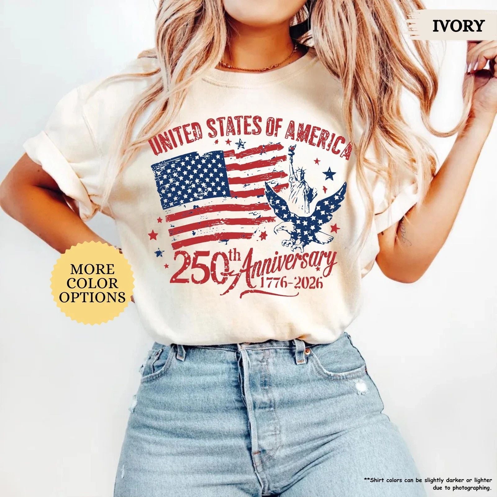 America 250th Anniversary Shirt  Patriotic Eagle Tee  Distressed