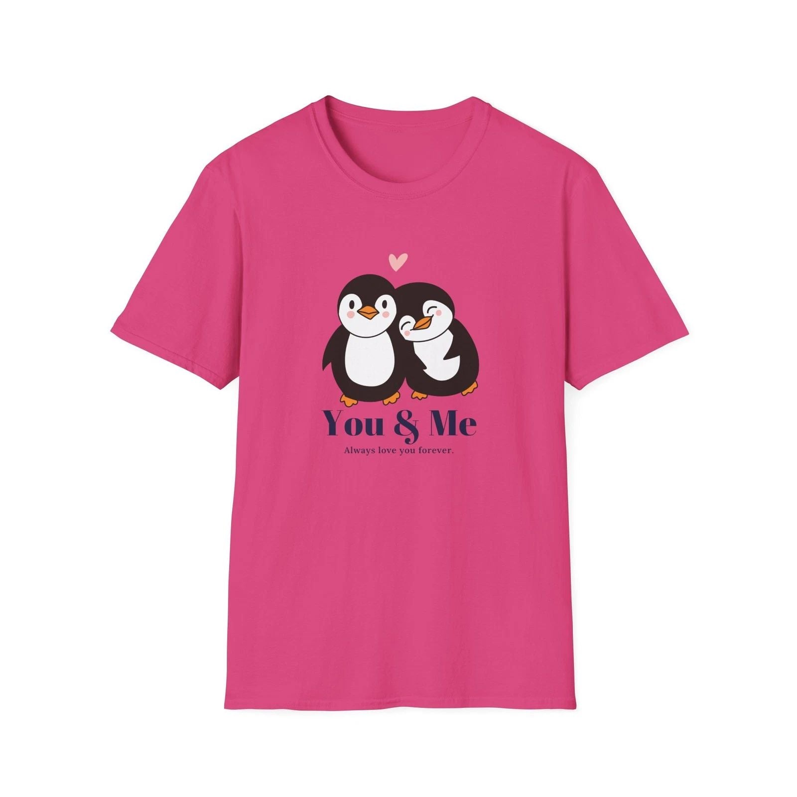 You & Me Penguins T-Shirt, Cute Couple Penguin Tee, Graphic Tee, Summer Tee
