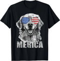 Merica - Patriotic American Flag Golden Retriever Dog Lover T-Shirt,  Unisex Tee