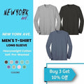 Men's T-Shirt Long Sleeve Cotton Crew Neck Soft Pre-Washed Heavyweight