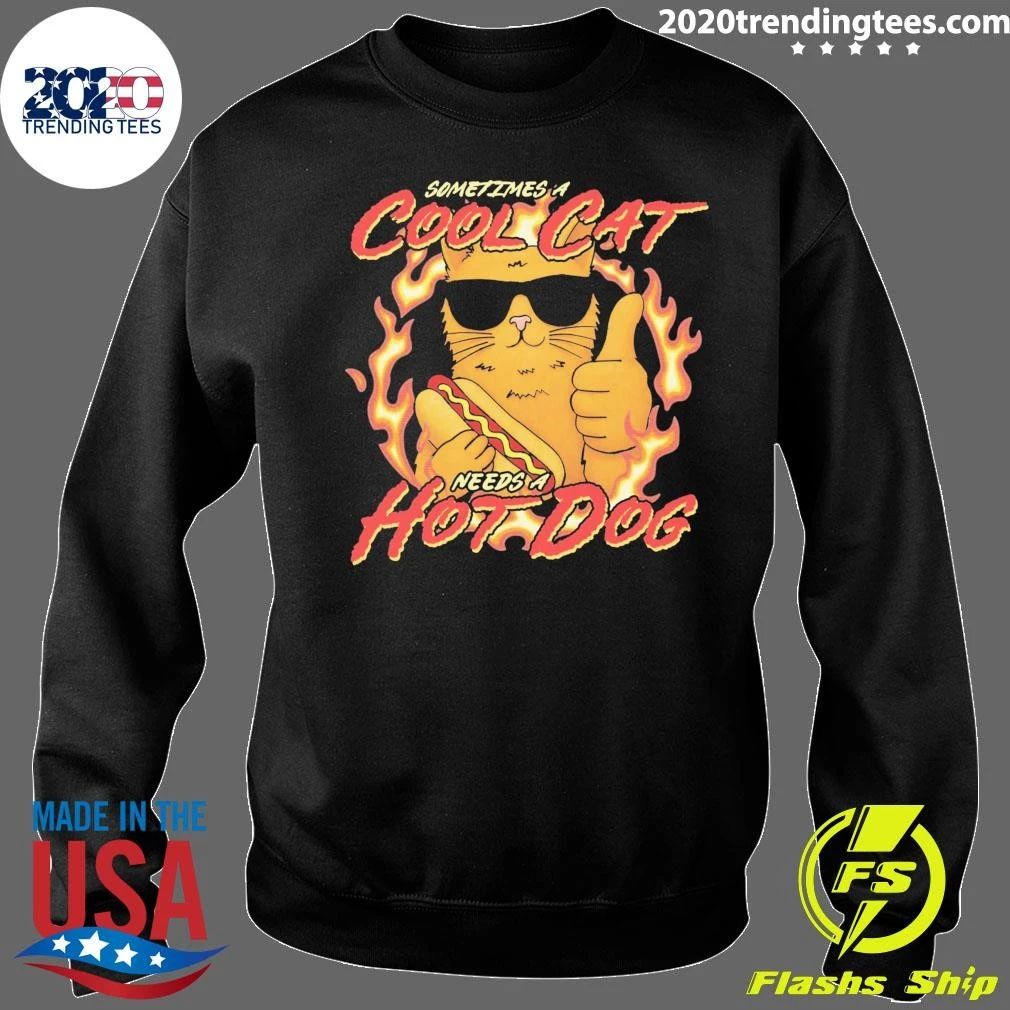 Sometimes A Cool Cat Needs A Hot Dog Shirt