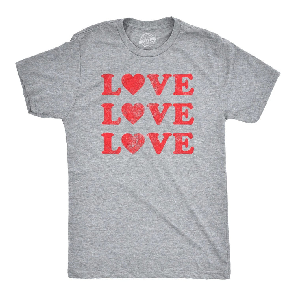 Mens Love Love Love Hearts T Shirt Cute Valentines Day Tee